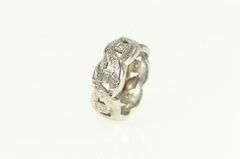 14K White Gold Art Deco 8.8mm Diamond Ornate Band Ring
