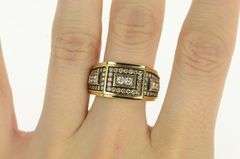 10K Yellow Gold 0.84 Ctw Cognac Diamond Squared Statement Ring