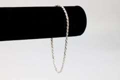Sterling Silver Diamond-Cut Rope Chain 3mm Solid 925 Italy New Bracelet 8"