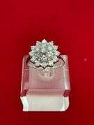 CERTIFIED 14K WHITE GOLD AND DIAMOND CLUSTER RING