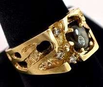 Charming Brown Sapphire and Diamond Men's Ring in 14K Yellow Gold