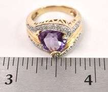 Fabulous 14K Yellow Gold Amethyst and Diamond Ring