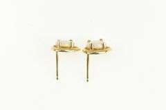 14K Yellow Gold Oval Natural Opal Tear Drop Stud Earrings