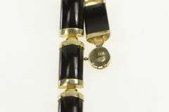 10K Yellow Gold Carved Black Onyx Bar Link Vintage Chinese Bracelet