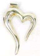 Big Abstract Open Heart Sterling Silver Pendant
