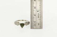 14K White Gold Trillion Green Tourmaline Diamond Engagement Ring