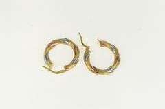 9K Yellow Gold 24.3mm Vintage Two Tone Statement Hoop Earrings