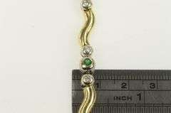 14K Yellow Gold Emerald Diamond Accent Wavy Link Vintage Bracelet
