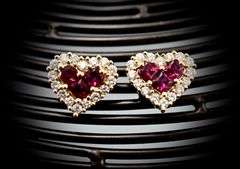 Gorgeous Ruby and Diamond 14K Heart Earrings