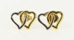 14K Yellow Gold Two Tone Hearts Interlocked Love Forever Earrings
