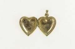 10K Yellow Gold Cross Flower Engraved Heart Photo Locket Pendant