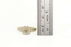 14K Yellow Gold 0.50 Ctw Diamond Flower Halo Engagement Ring