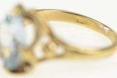 10K Yellow Gold Vintage Victorian Style Blue Topaz Ring