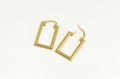 14K Yellow Gold 20mm Squared Checkered Pattern Hoop Earrings