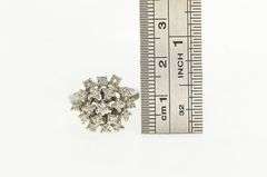 14K White Gold Diamond Domed Cocktail Vintage Statement Ring