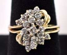 Sophisticated 14k Yellow Cluster Diamond Ring