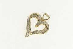 10K Yellow Gold Diamond Heart Love Symbol Vintage Romantic Pendant