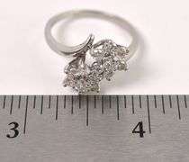 Vintage Astounding 14K White Gold Flower Diamond ring Made By Trubrite