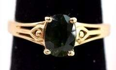 Alluring Green Gemstone Ring in 14K Yellow Gold
