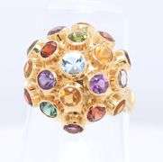 Stunning 18kt Yellow Gold Multi Stone Sputnik Style Ring