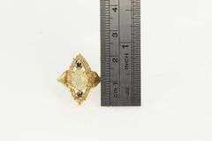 14K Yellow Gold Opal Sapphire Vintage Navette Statement Ring