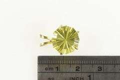 14K Yellow Gold Lemon Lime Quartz Scalloped Cut Vintage Pendant