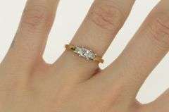 14K Yellow Gold 0.50 Ctw Princess Three Diamond Engagement Ring