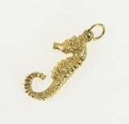 14K Yellow Gold 3D Sea Horse Ocean Animal Fish Charm/Pendant