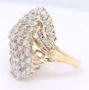 Powerful Yellow Gold Diamond Cluster Waterfall Ring
