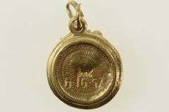 14K Yellow Gold 50's Articulated Happy Anniversary Cake Charm/Pendant