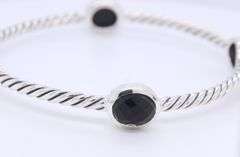 David Yurman Black Onyx 4 Station Bangle Bracelet