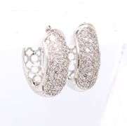 Glimmering 14kt WG Pave Diamond Hoop Earrings
