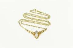 10K Yellow Gold Marquise Opal Diamond Accent Chevron Necklace