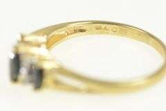 10K Yellow Gold 3 Stone Sapphire Diamond Cathedral Ring