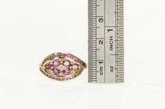 10K Yellow Gold Oval Tourmaline Diamond Curved Cluster Ring