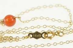 14K Yellow Gold Carnelian Ball Beaded Vintage Chain Link Necklace