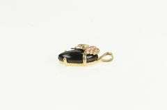 10K Yellow Gold Black Hills Gold Onyx Leaf Vintage Pendant