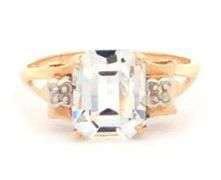 10K Yellow Gold 1940's Emerald Cut CZ Travel Engagement Ring