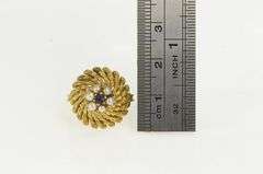 18K Yellow Gold 1960's Seed Pearl Sapphire Swirl Cocktail Ring