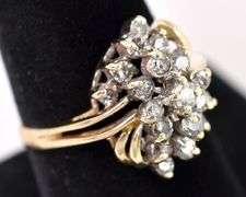 Sophisticated 14k Yellow Cluster Diamond Ring