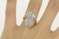 14K Yellow Gold 2.25 Ctw Diamond Fancy Cluster Statement Ring