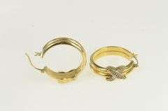 14K Yellow Gold Diamond X 25.5mm Statement Hoop Earrings