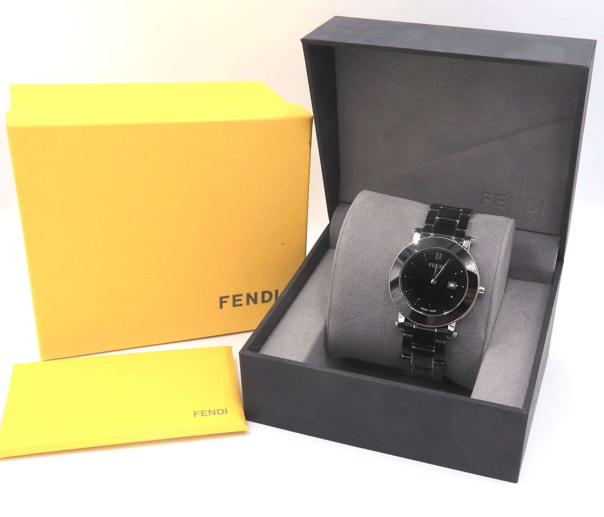 Fendi Black and Silver Watch with Box FENDI Black Box 9.60x2.85x1.5 inches + Filled Certificate +  main image 4