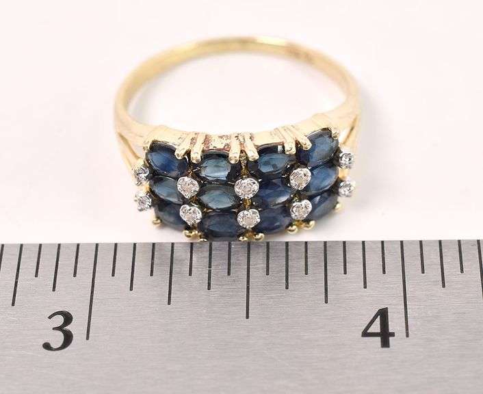Ravishing Yellow Gold Blue Sapphire and Diamond Ring