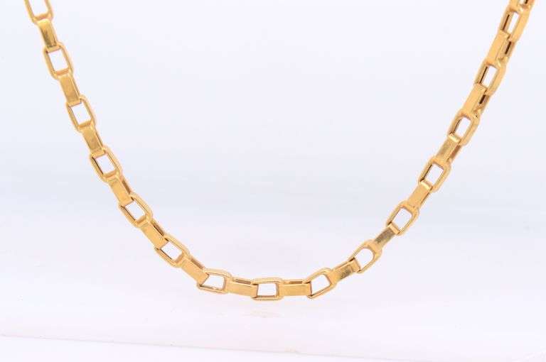 18kt Yellow Gold Solid Paper Clip Chain Necklace