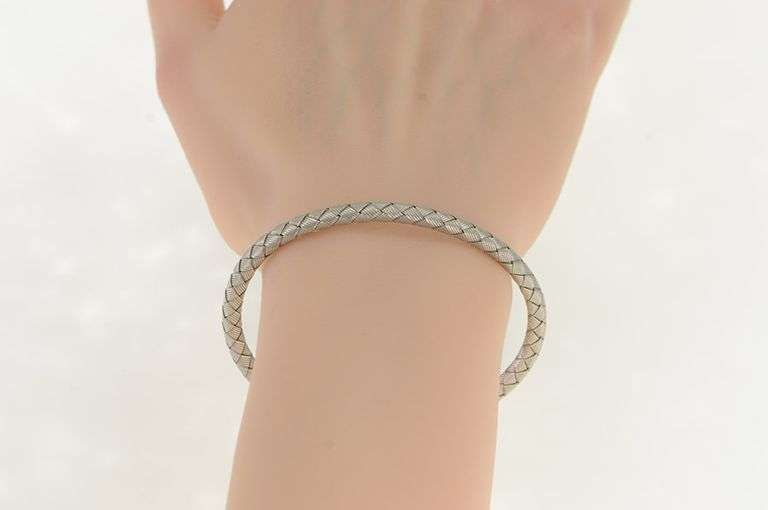 18K White Gold Roberto Coin Woven Silk Designer Bracelet