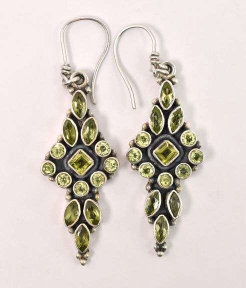 Sterling Silver Peridot Dangle Earrings
