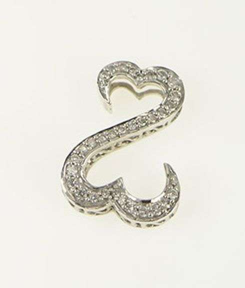 14K White Gold Diamond Heart Infinity Love Symbol Pendant