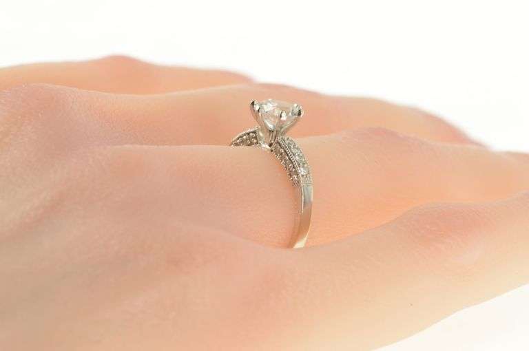 10K White Gold 1.55 Ctw Sapphire Diamond Travel Engagement Ring