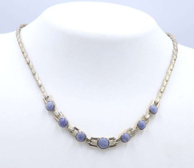 Vintage 925 Sterling Silver Lapis Necklace